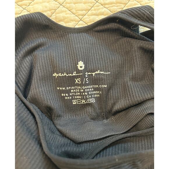 Spiritual Gangster women's Black Criss Cross Crop Tank Bra Size XS Small - Picture 3 of 3